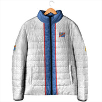 Custom DR Congo Football Padded Jacket Leopards Mix Kuba Raffia Pattern - Wonder Print Shop