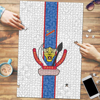 DR Congo Football Puzzle Leopards Mix Kuba Raffia Pattern - Wonder Print Shop