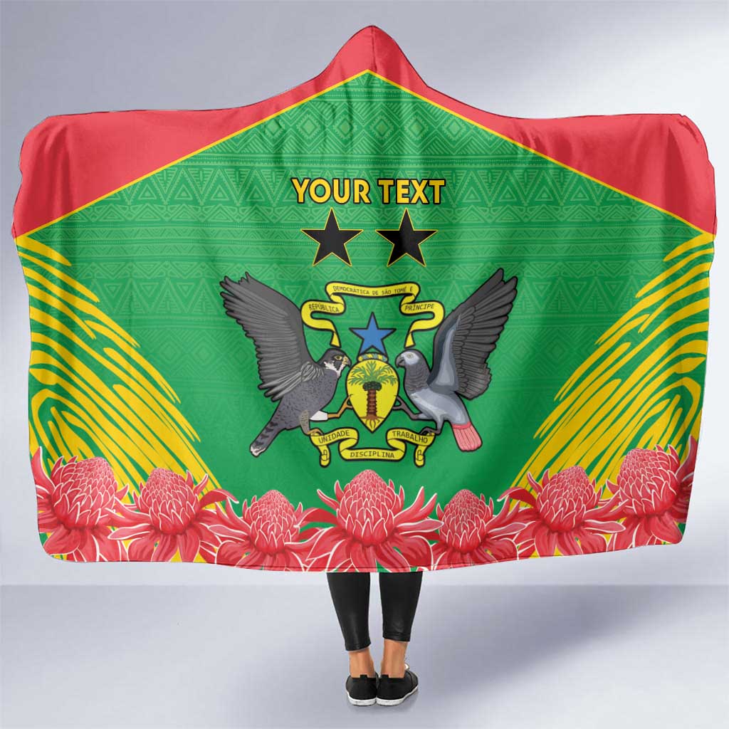 Personalised Sao Tome and Principe Hooded Blanket Coat Of Arms With Porcelana Rose