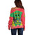 Personalised Sao Tome and Principe Off Shoulder Sweater Coat Of Arms With Porcelana Rose