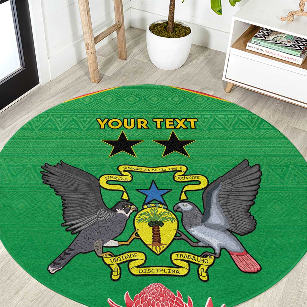 Personalised Sao Tome and Principe Round Carpet Coat Of Arms With Porcelana Rose - Wonder Print Shop