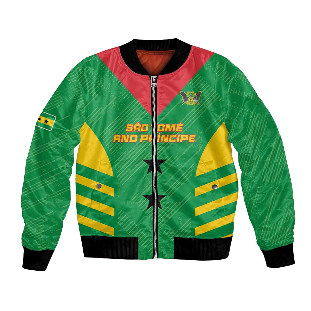 Green football bomber jacket with zip front, flag-style panels, ribbed cuffs and hem