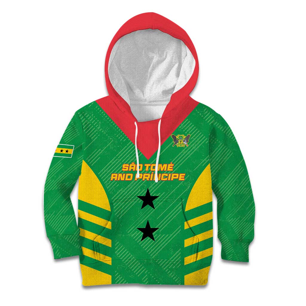 Custom Sao Tome and Principe Football Kid Hoodie Go Champions - Green Ver - Wonder Print Shop