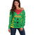 Custom Sao Tome and Principe Football Off Shoulder Sweater Go Champions - Green Ver