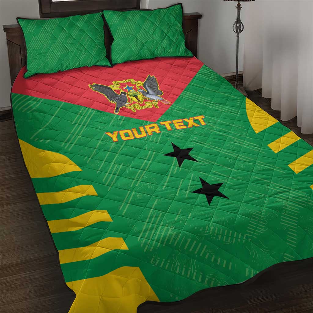 Custom Sao Tome and Principe Football Quilt Bed Set Go Champions - Green Ver - Wonder Print Shop