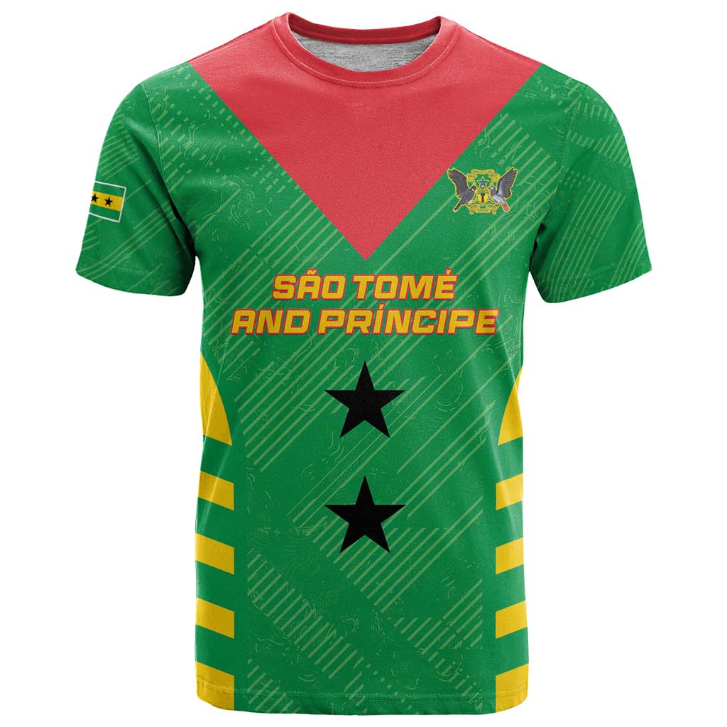 Custom Sao Tome and Principe Football T Shirt Go Champions - Green Ver - Wonder Print Shop