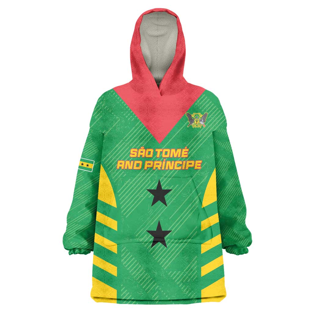 Custom Sao Tome and Principe Football Wearable Blanket Hoodie Go Champions - Green Ver