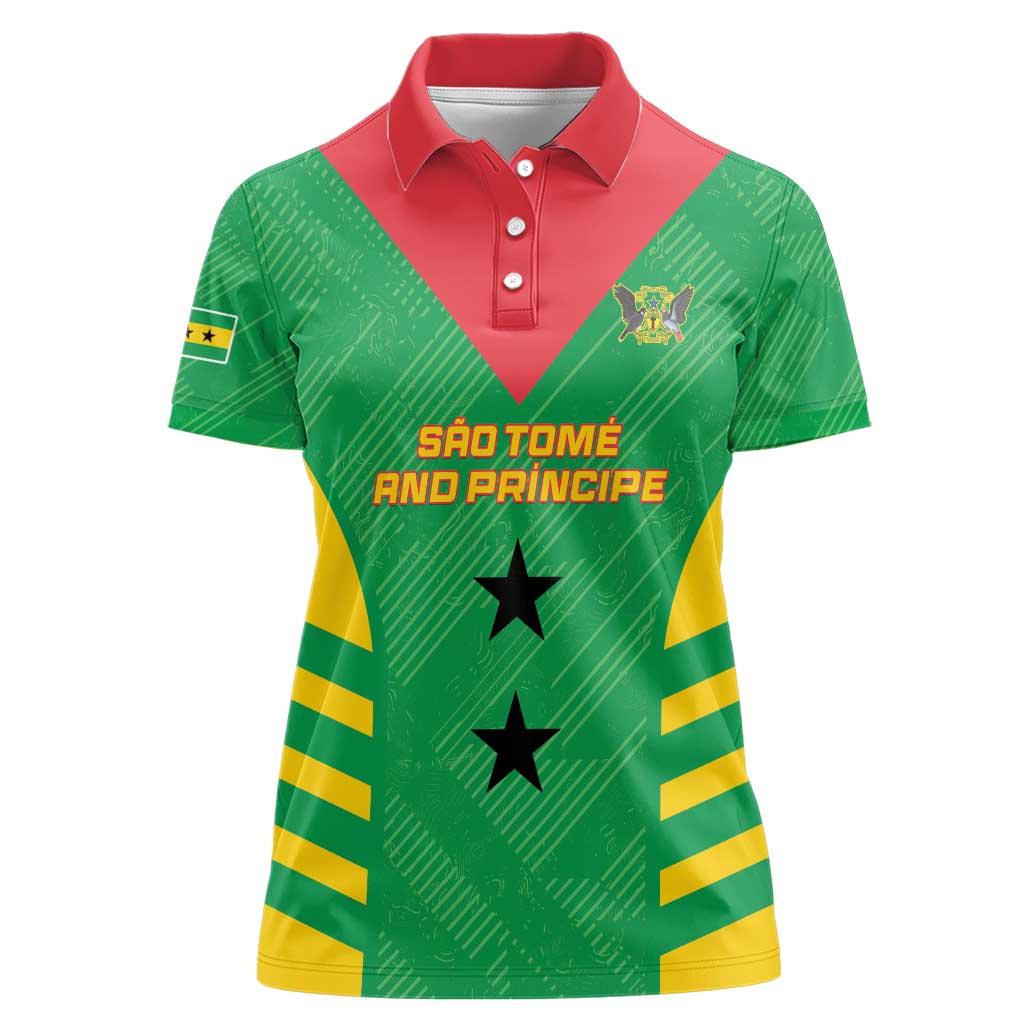 Custom Sao Tome and Principe Football Women Polo Shirt Go Champions - Green Ver - Wonder Print Shop