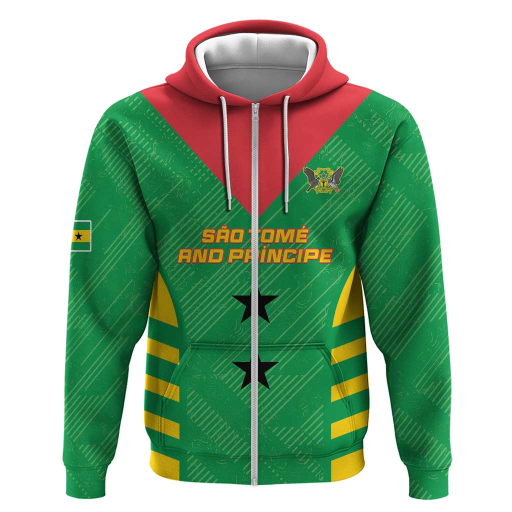 Custom Sao Tome and Principe Football Zip Hoodie Go Champions - Green Ver - Wonder Print Shop