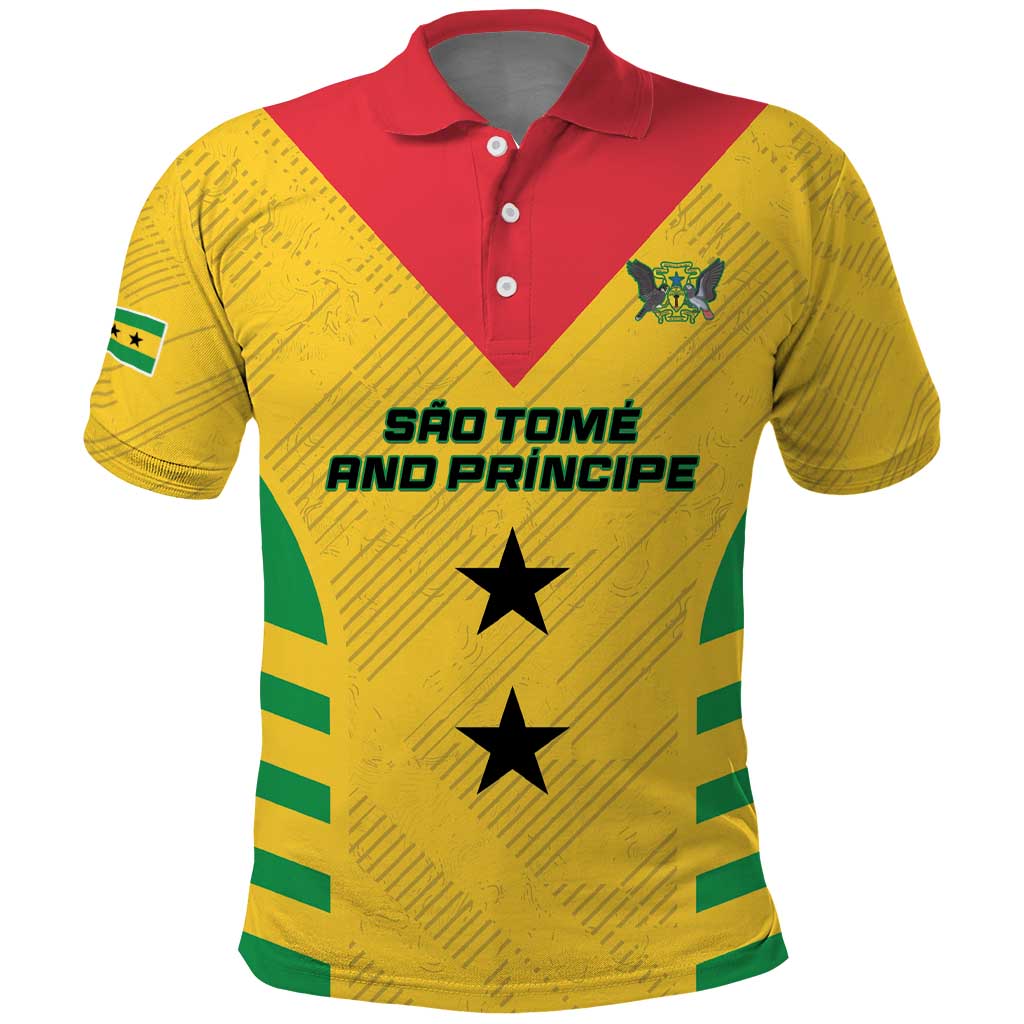 Custom Sao Tome and Principe Football Polo Shirt Go Champions - Yellow Ver - Wonder Print Shop