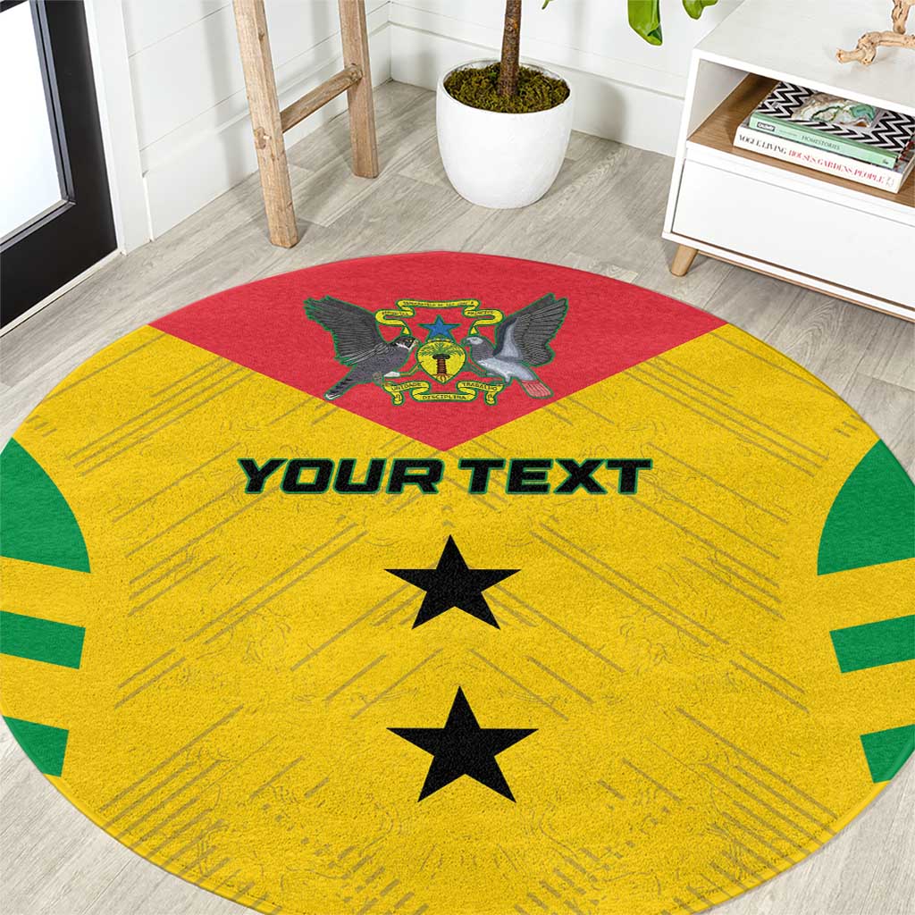 Custom Sao Tome and Principe Football Round Carpet Go Champions - Yellow Ver - Wonder Print Shop