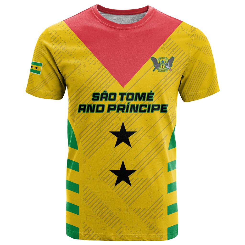 Custom Sao Tome and Principe Football T Shirt Go Champions - Yellow Ver - Wonder Print Shop