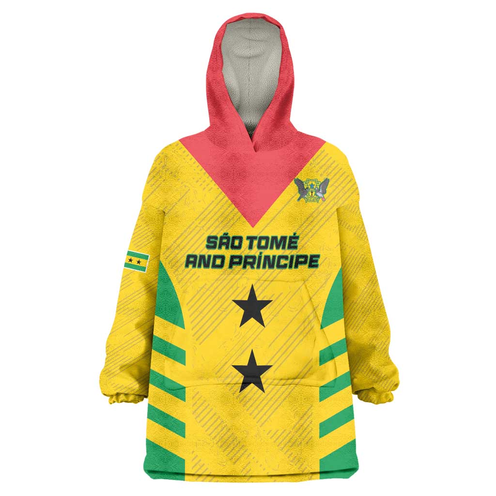 Custom Sao Tome and Principe Football Wearable Blanket Hoodie Go Champions - Yellow Ver