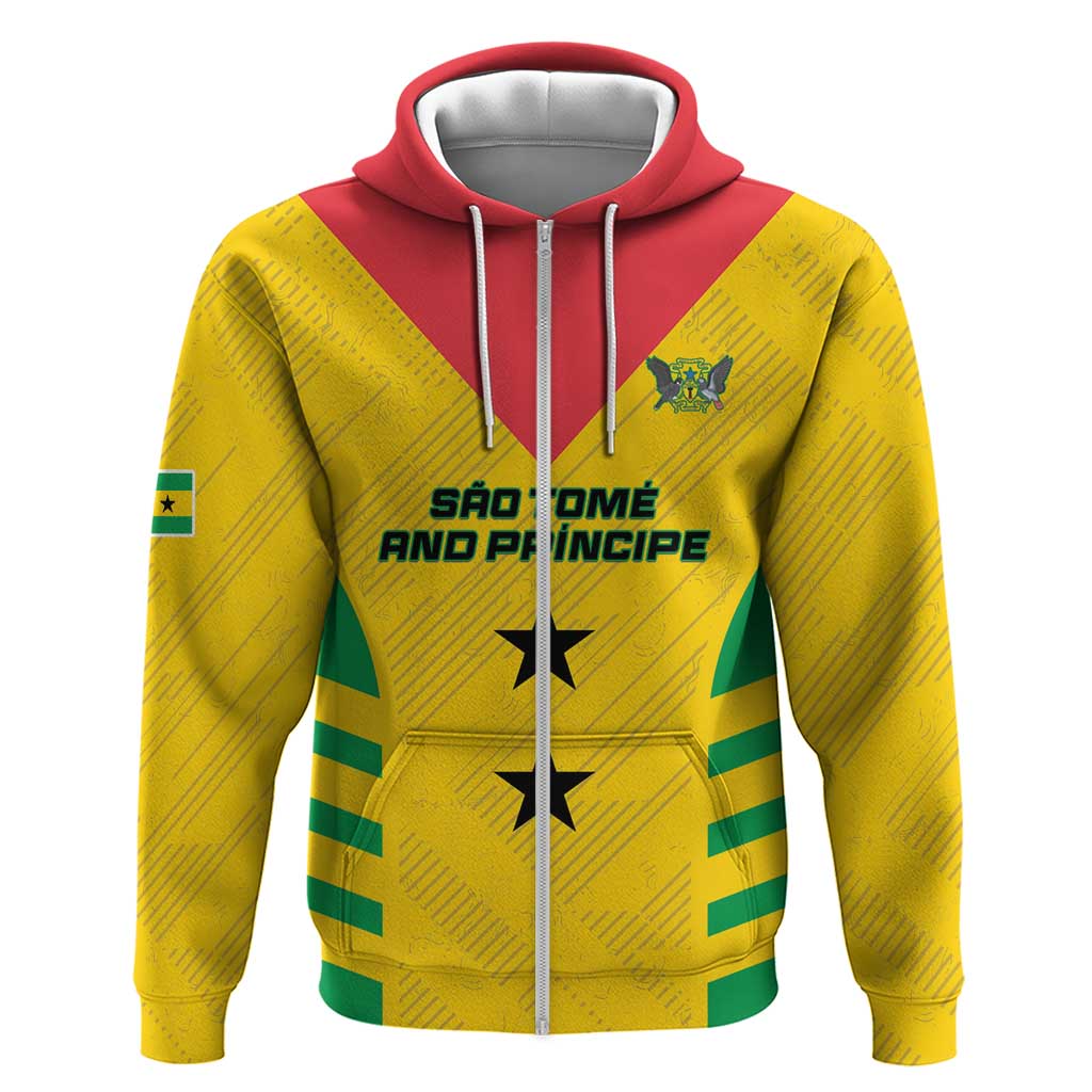 Custom Sao Tome and Principe Football Zip Hoodie Go Champions - Yellow Ver - Wonder Print Shop