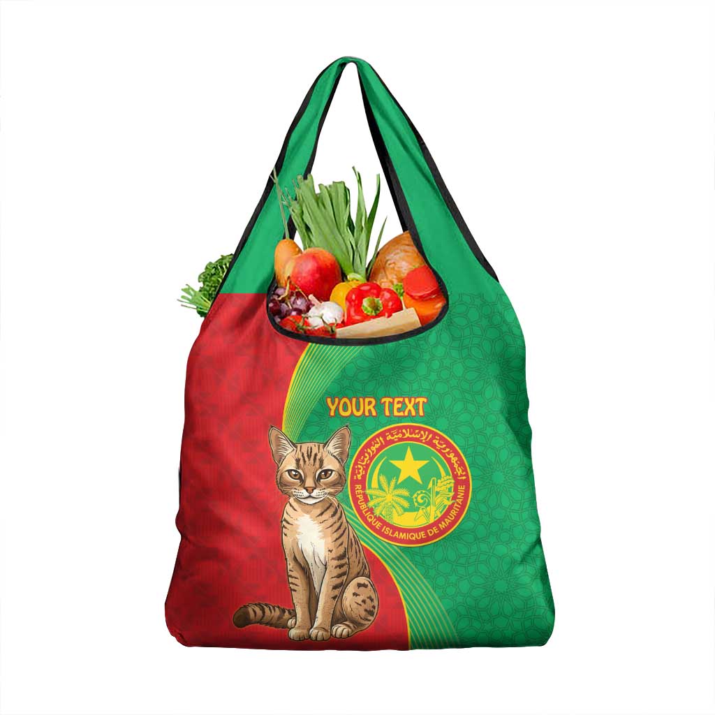 Personalised Mauritania Grocery Bag African Wild Cat With Coat Of Arms