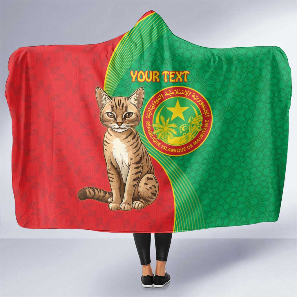 Personalised Mauritania Hooded Blanket African Wild Cat With Coat Of Arms