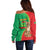 Personalised Mauritania Off Shoulder Sweater African Wild Cat With Coat Of Arms