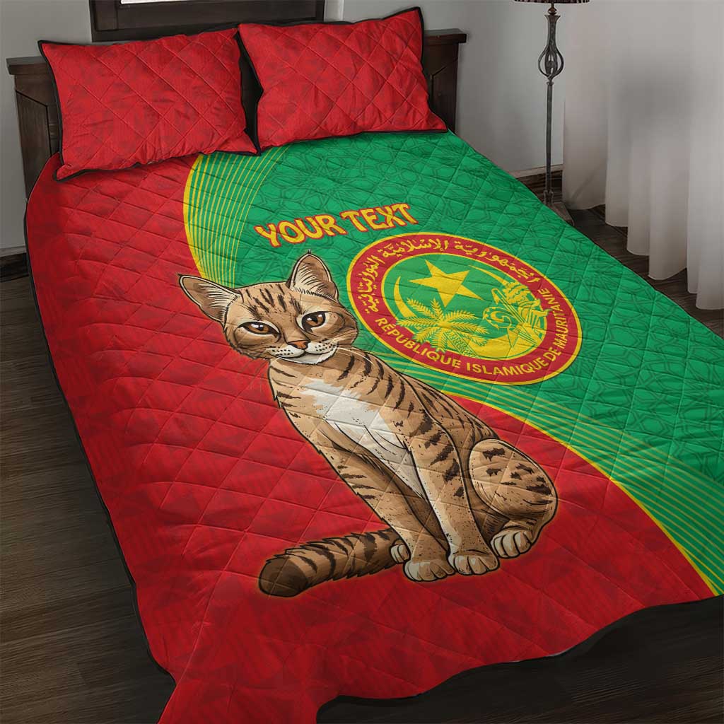 Personalised Mauritania Quilt Bed Set African Wild Cat With Coat Of Arms - Wonder Print Shop