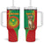 Personalised Mauritania Tumbler With Handle African Wild Cat With Coat Of Arms - Wonder Print Shop