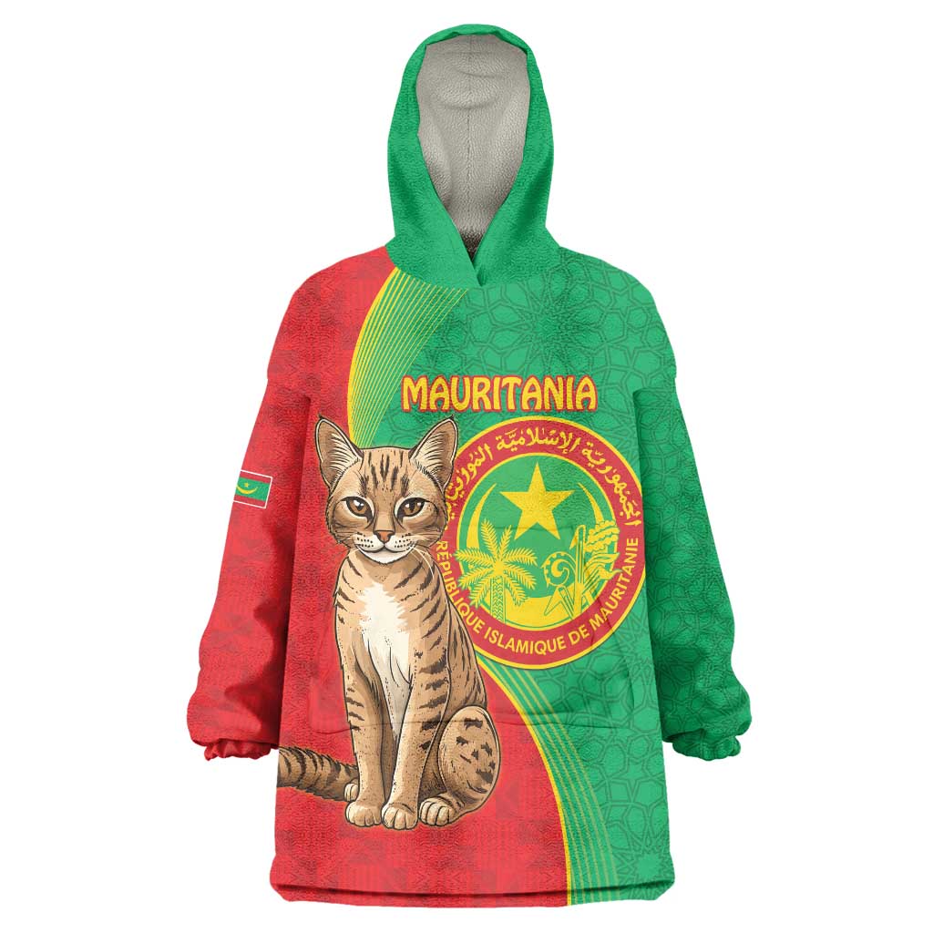 Personalised Mauritania Wearable Blanket Hoodie African Wild Cat With Coat Of Arms