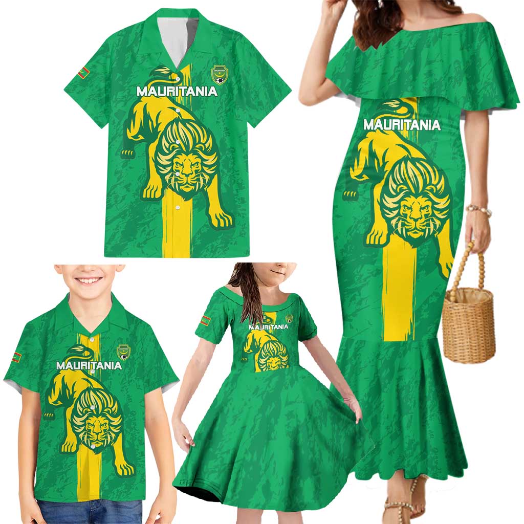 Custom Mauritania Football Family Matching Mermaid Dress and Hawaiian Shirt Go Al-Murabitun - Wonder Print Shop