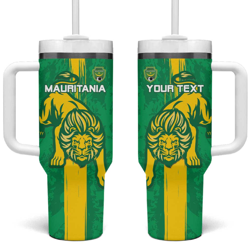 Custom Mauritania Football Tumbler With Handle Go Al-Murabitun - Wonder Print Shop