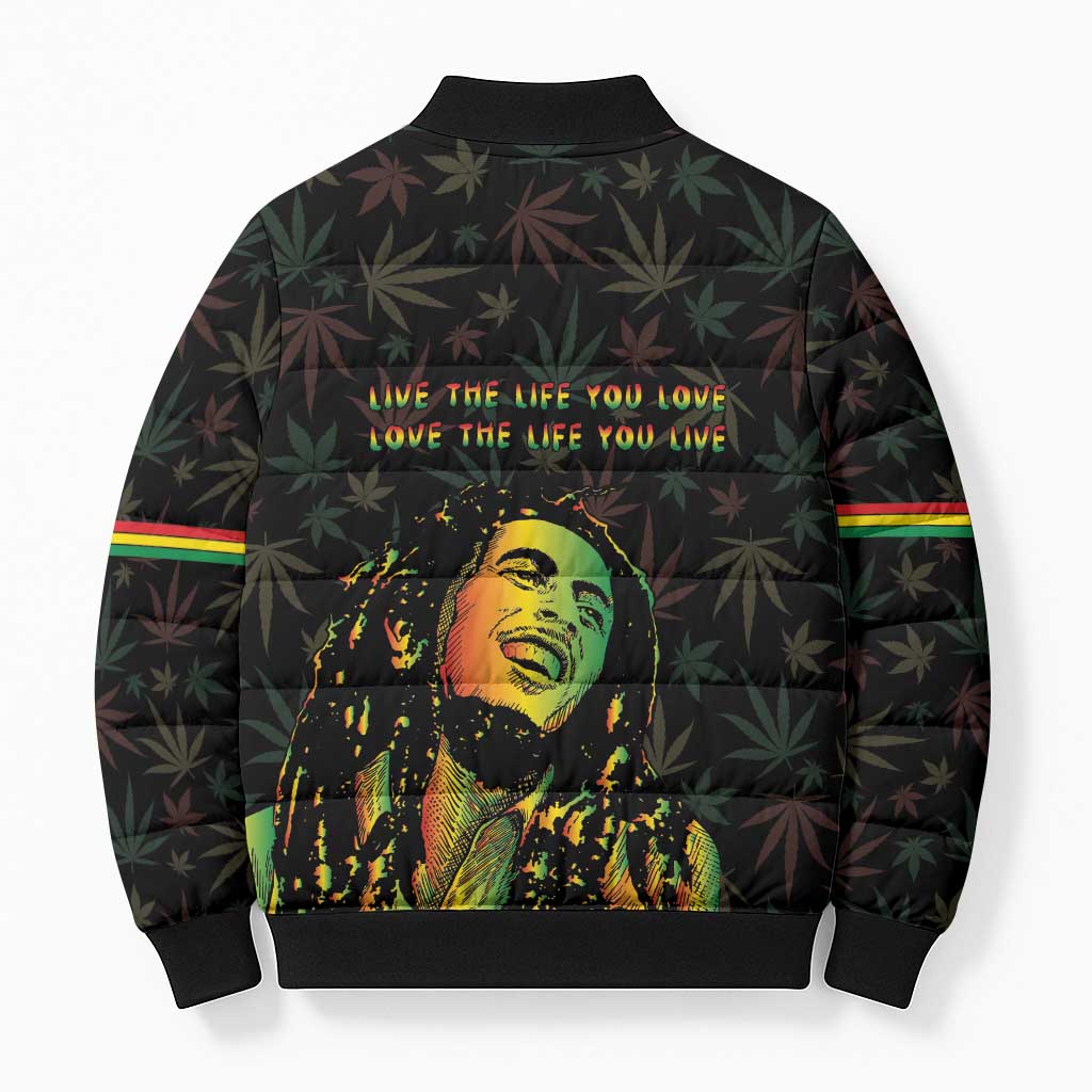 Legend Reggae Marley Football Bomber Puffer Jacket Rasta Lion