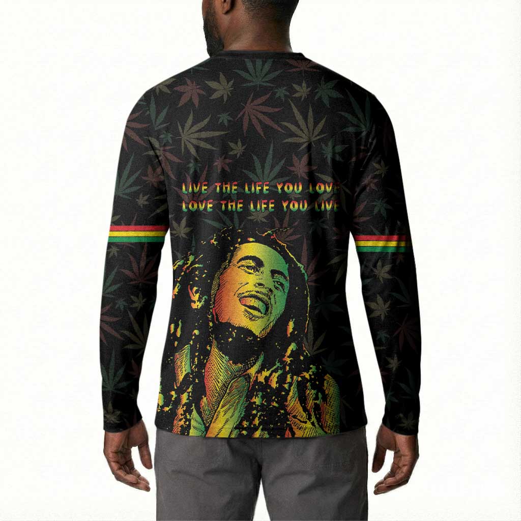 Legend Reggae Marley Football Button Sweatshirt Rasta Lion