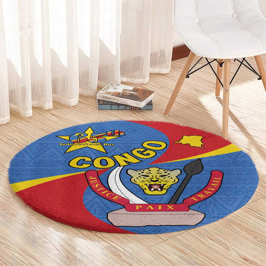 Congo-Kinshasa Round Carpet 65th Anniversary Of Independence