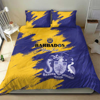 Barbados flag-style bedding set: blue and yellow duvet with two matching pillows