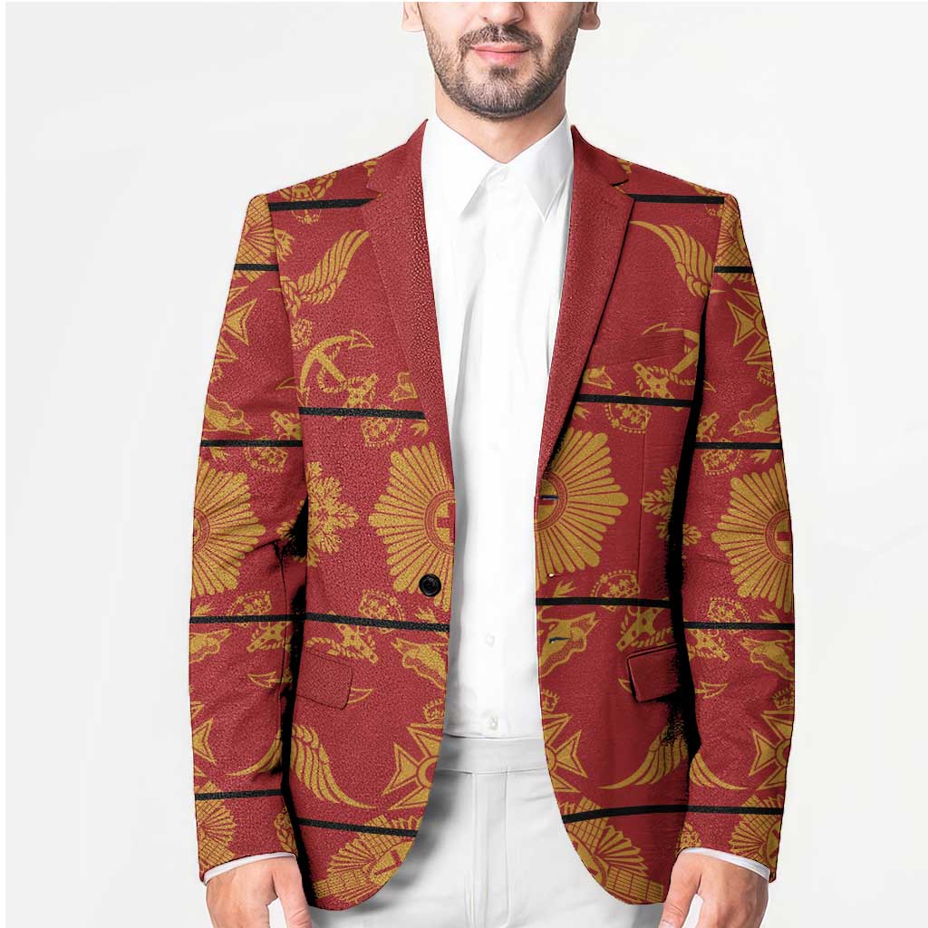 Lesotho Seanamarena Kharetsa Royal Red Blazer Basotho Traditional Blanket Style - Wonder Print Shop
