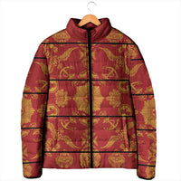 Lesotho Seanamarena Kharetsa Royal Red Padded Jacket Basotho Traditional Blanket Style - Wonder Print Shop