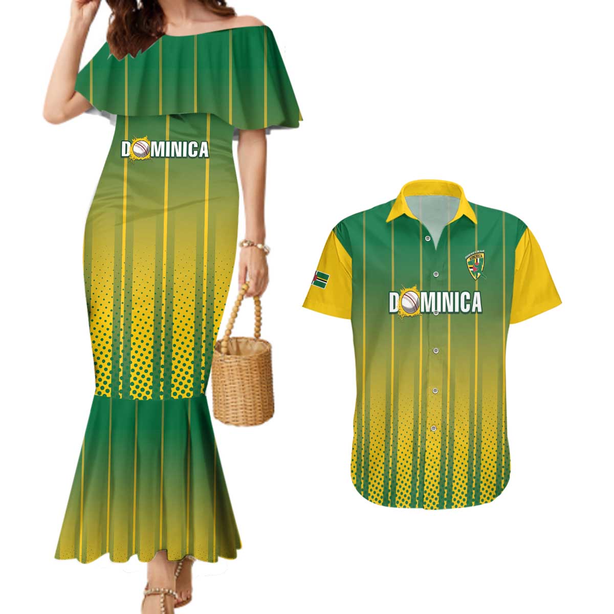 Custom Dominica Cricket Couples Matching Mermaid Dress and Hawaiian Shirt Sporty Style - Wonder Print Shop