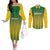 Custom Dominica Cricket Couples Matching Off The Shoulder Long Sleeve Dress and Long Sleeve Button Shirt Sporty Style