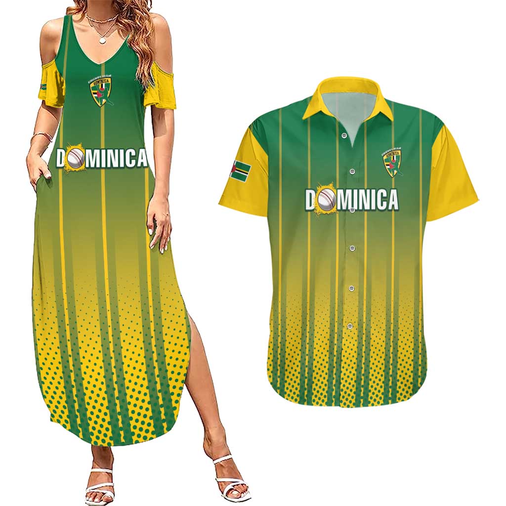 Custom Dominica Cricket Couples Matching Summer Maxi Dress and Hawaiian Shirt Sporty Style - Wonder Print Shop