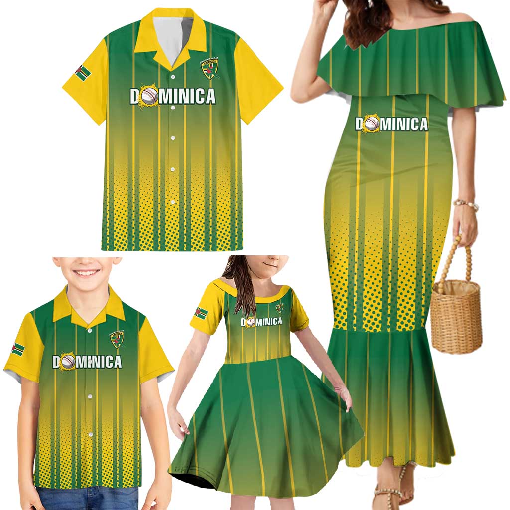 Custom Dominica Cricket Family Matching Mermaid Dress and Hawaiian Shirt Sporty Style - Wonder Print Shop