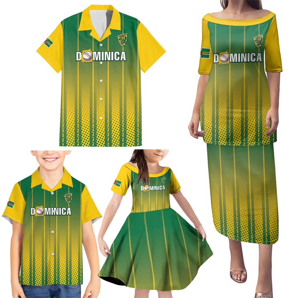 Custom Dominica Cricket Family Matching Puletasi and Hawaiian Shirt Sporty Style - Wonder Print Shop