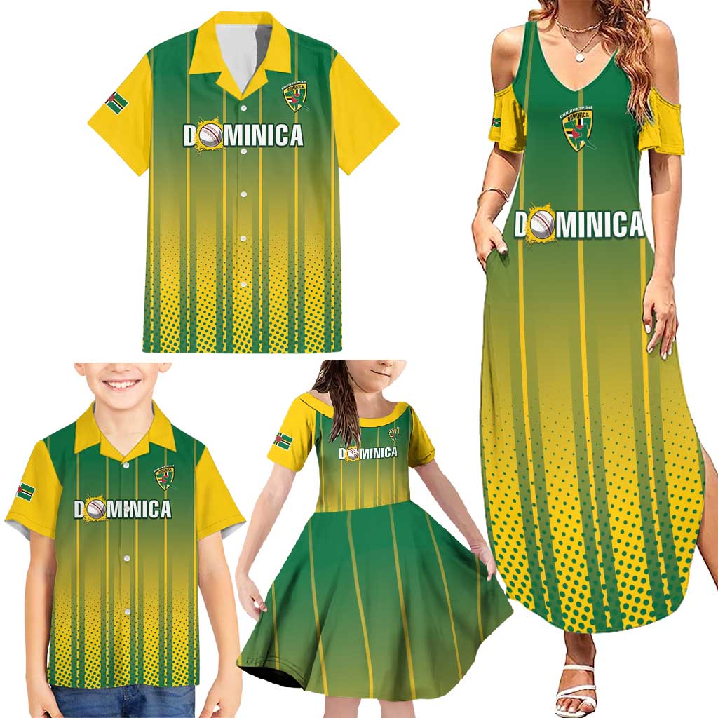 Custom Dominica Cricket Family Matching Summer Maxi Dress and Hawaiian Shirt Sporty Style - Wonder Print Shop