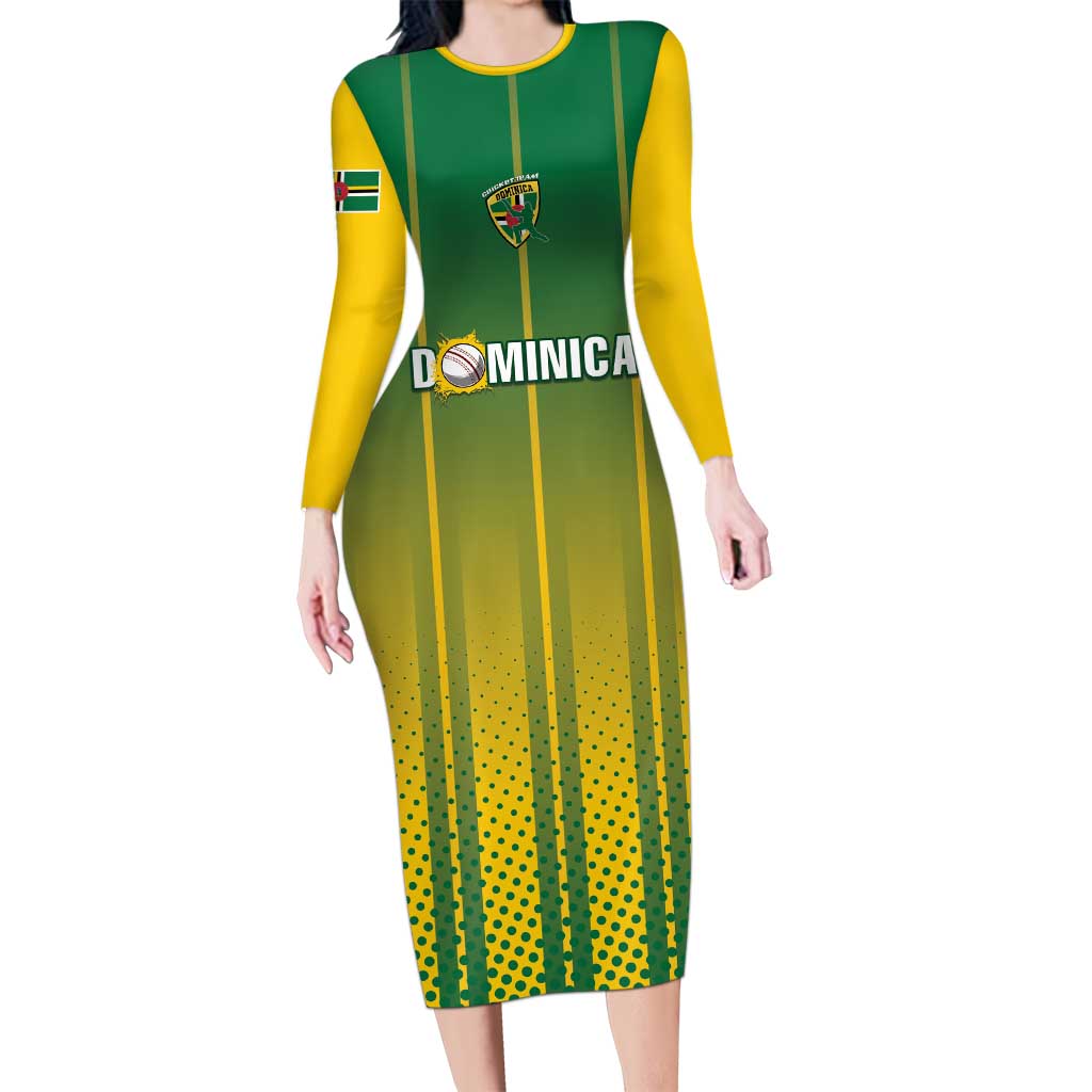 Custom Dominica Cricket Long Sleeve Bodycon Dress Sporty Style - Wonder Print Shop