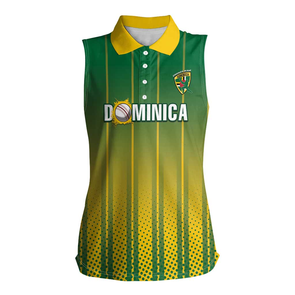 Custom Dominica Cricket Women Sleeveless Polo Shirt Sporty Style - Wonder Print Shop