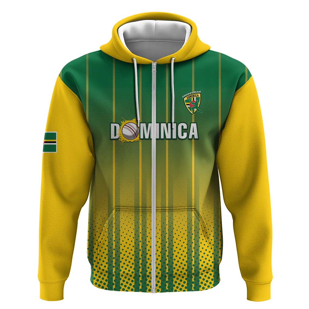 Custom Dominica Cricket Zip Hoodie Sporty Style - Wonder Print Shop