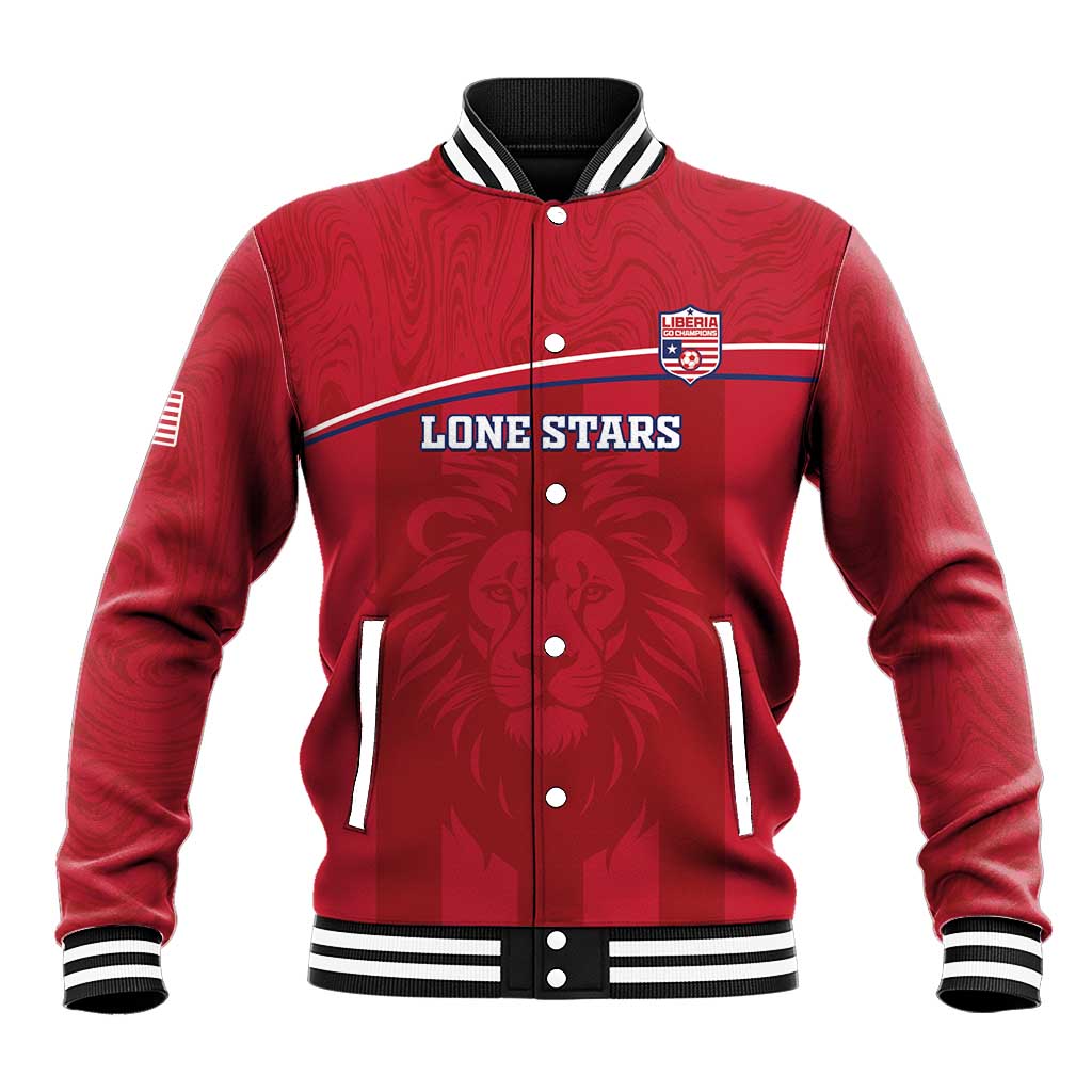 Custom Liberia Football Baseball Jacket Lion Mascot - Red - Wonder Print Shop