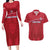 Custom Liberia Football Couples Matching Long Sleeve Bodycon Dress and Hawaiian Shirt Lion Mascot - Red - Wonder Print Shop