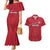 Custom Liberia Football Couples Matching Mermaid Dress and Hawaiian Shirt Lion Mascot - Red - Wonder Print Shop