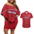 Custom Liberia Football Couples Matching Off Shoulder Short Dress and Hawaiian Shirt Lion Mascot - Red - Wonder Print Shop