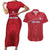 Custom Liberia Football Couples Matching Short Sleeve Bodycon Dress and Hawaiian Shirt Lion Mascot - Red - Wonder Print Shop