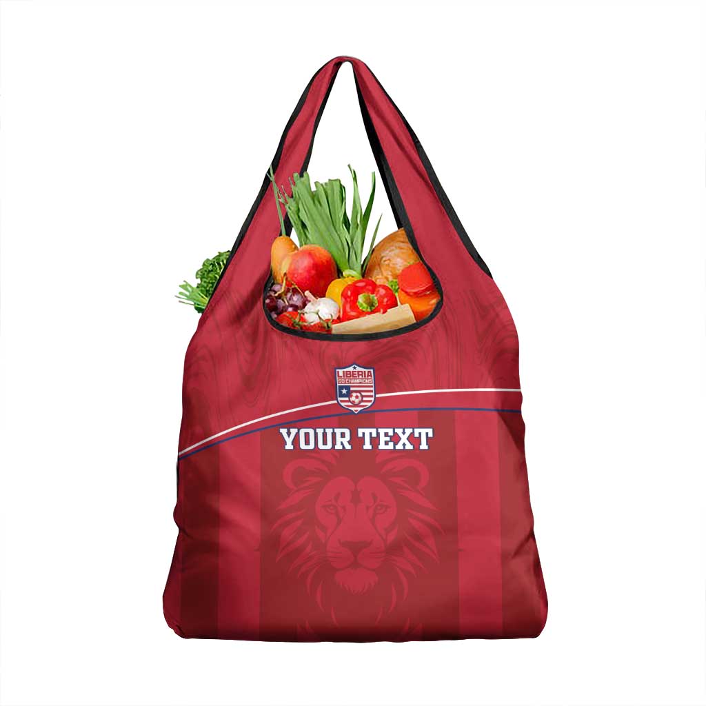 Custom Liberia Football Grocery Bag Lion Mascot - Red