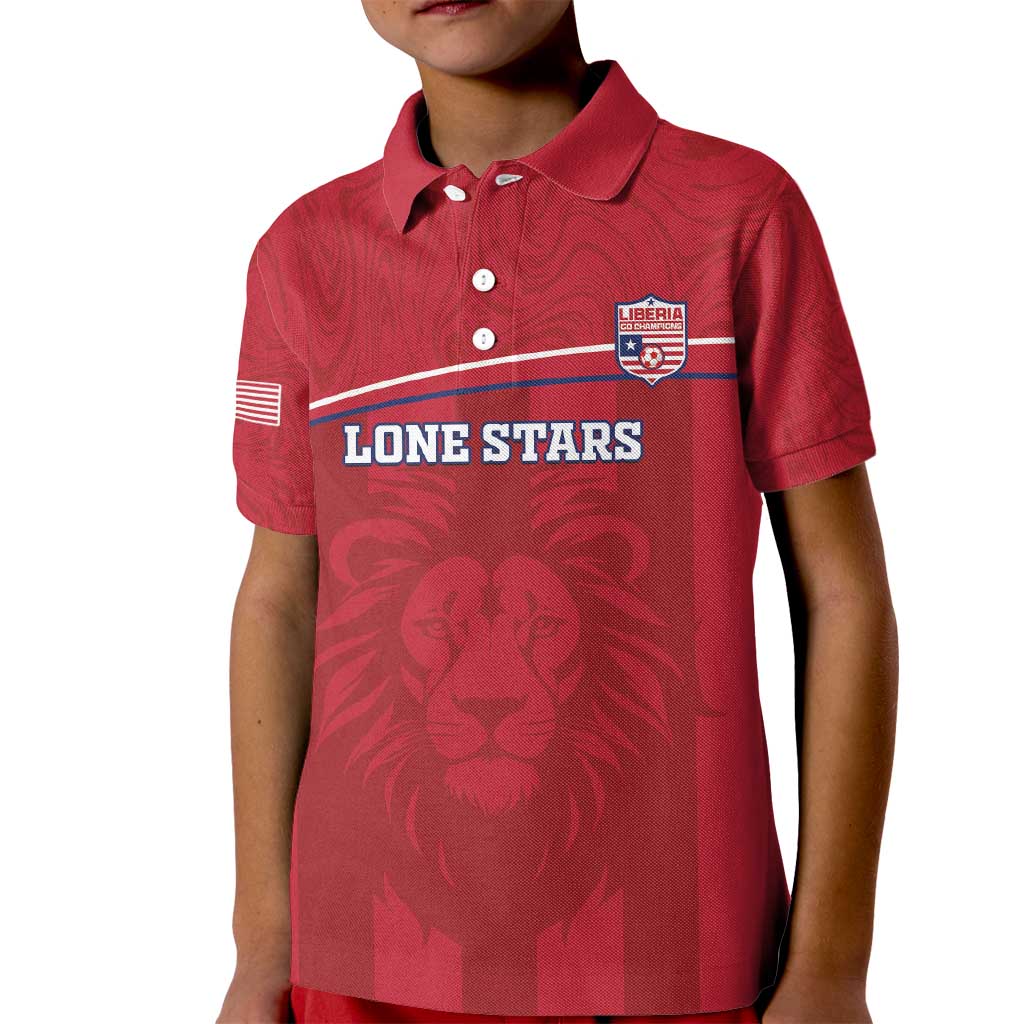 Custom Liberia Football Kid Polo Shirt Lion Mascot - Red - Wonder Print Shop