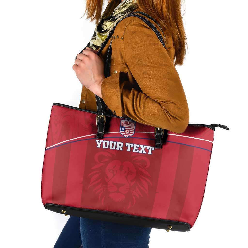 Custom Liberia Football Leather Tote Bag Lion Mascot - Red - Wonder Print Shop