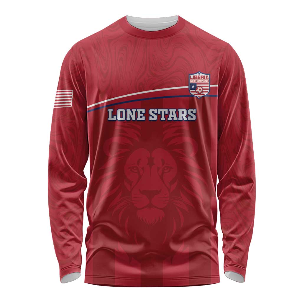 Custom Liberia Football Long Sleeve Shirt Lion Mascot - Red - Wonder Print Shop